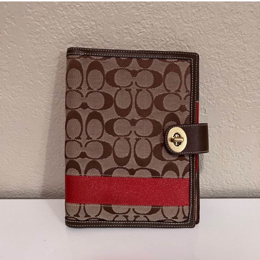 Coach Planning Agenda Jacket Cover 6 x 8 Legacy Sig Orange Stripe Turncock